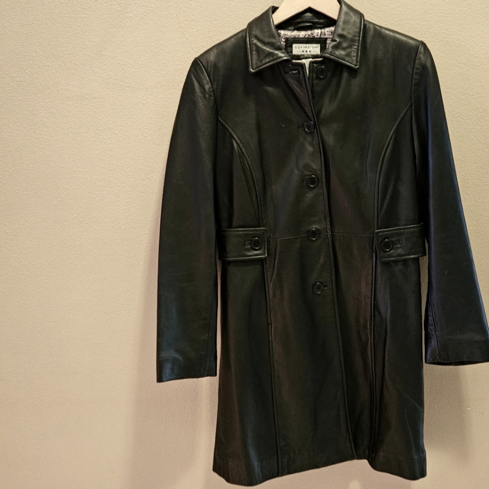Women's Black Leather Coat